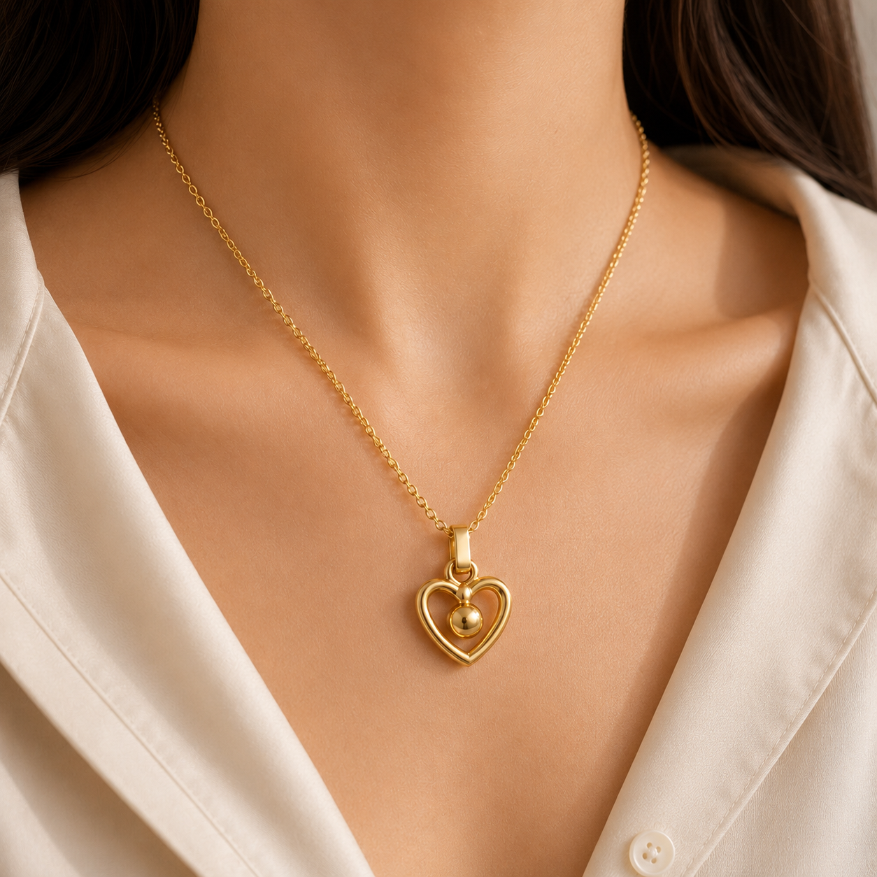 Aura Heart Bead Necklace – Gold Plated | Dravio Studio