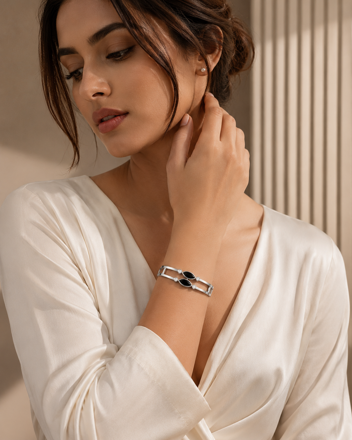 Noir Marquise Cuff – Silver Crystal