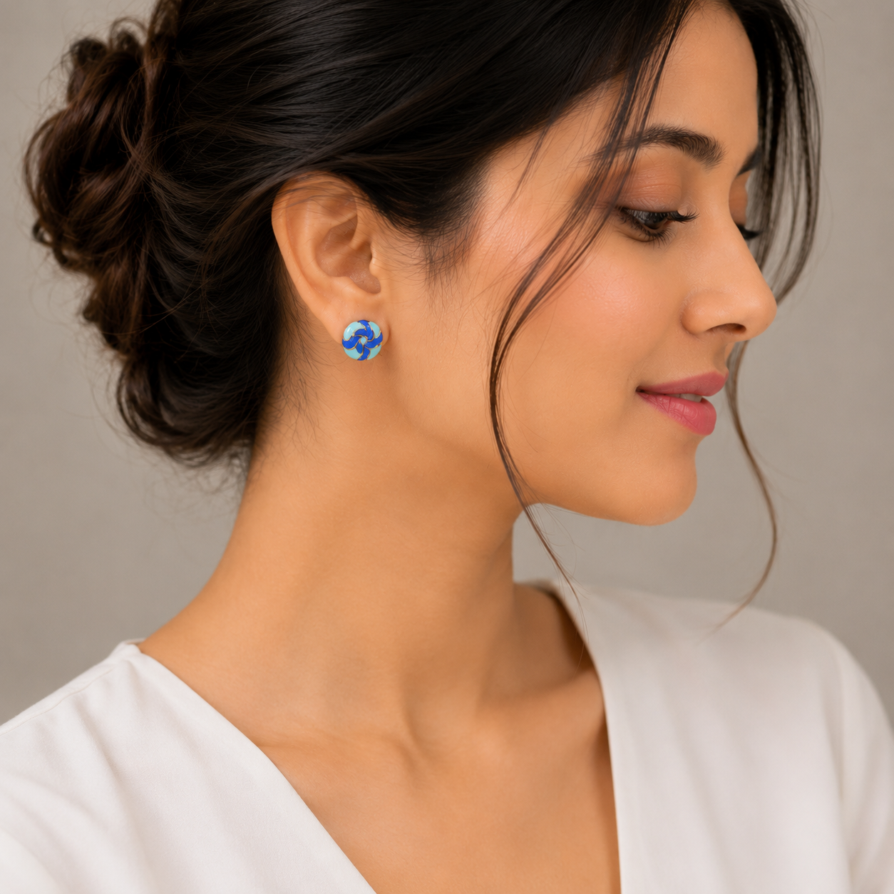 Blue Swirl Enamel Studs