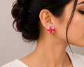 Rosy Weave Enamel Studs – Pink Red
