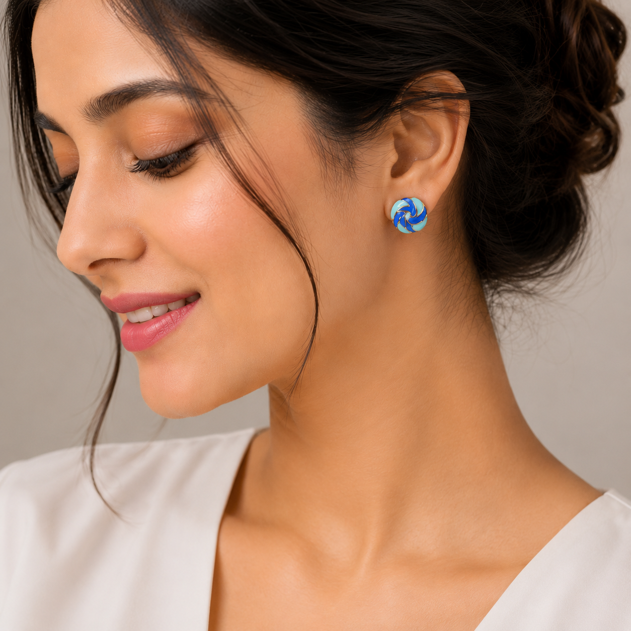 Blue Swirl Enamel Studs