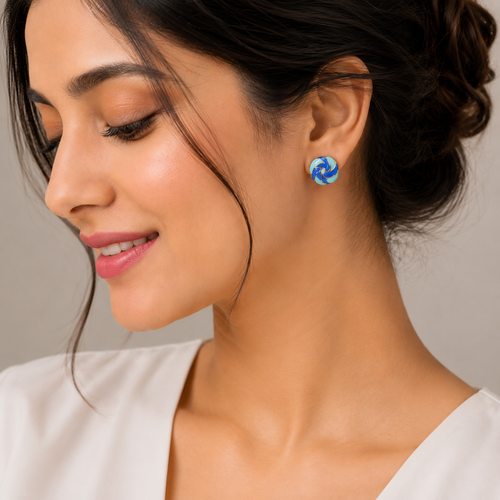 Blue Swirl Enamel Studs
