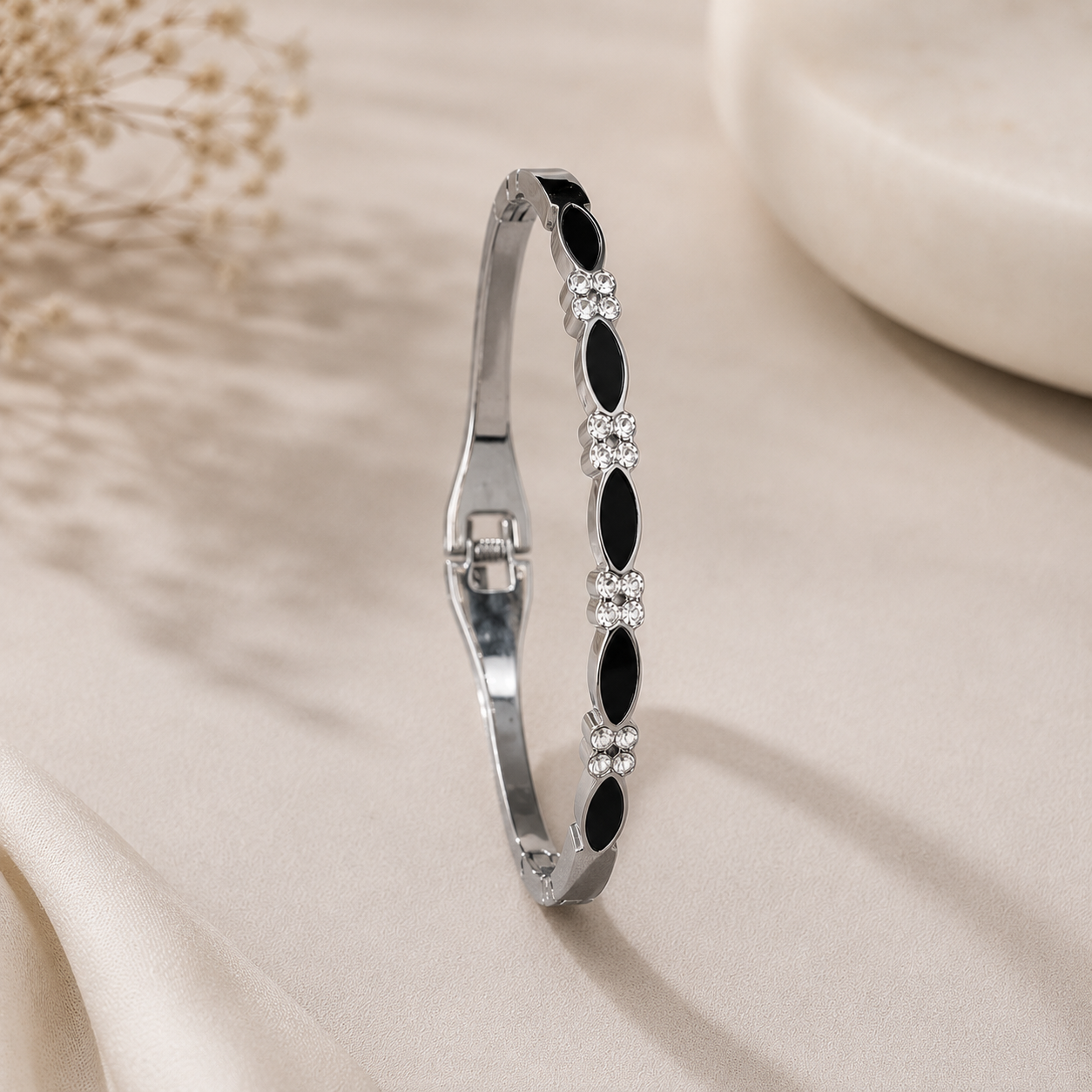 Midnight Crystal Bracelet – Silver