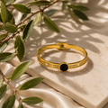 Black Onyx Gold Bangle Bracelet