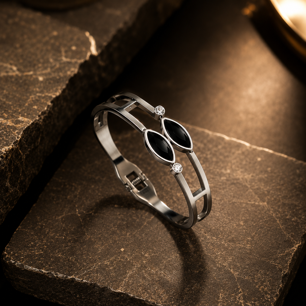 Noir Marquise Cuff – Silver Crystal