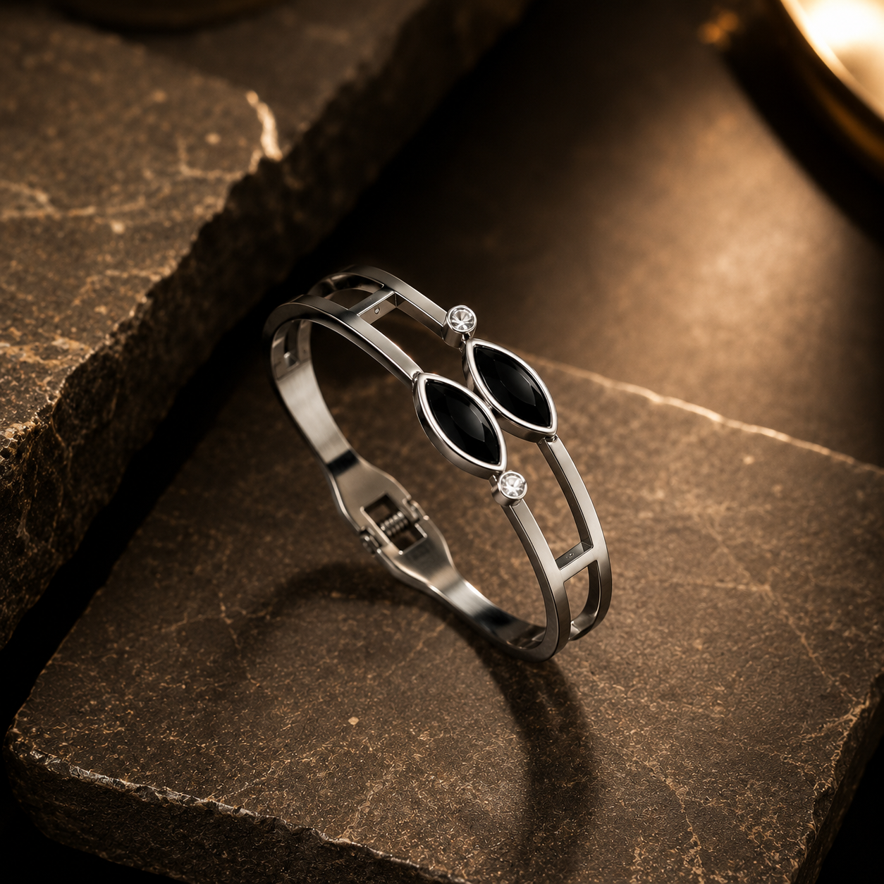 Noir Marquise Cuff – Silver Crystal