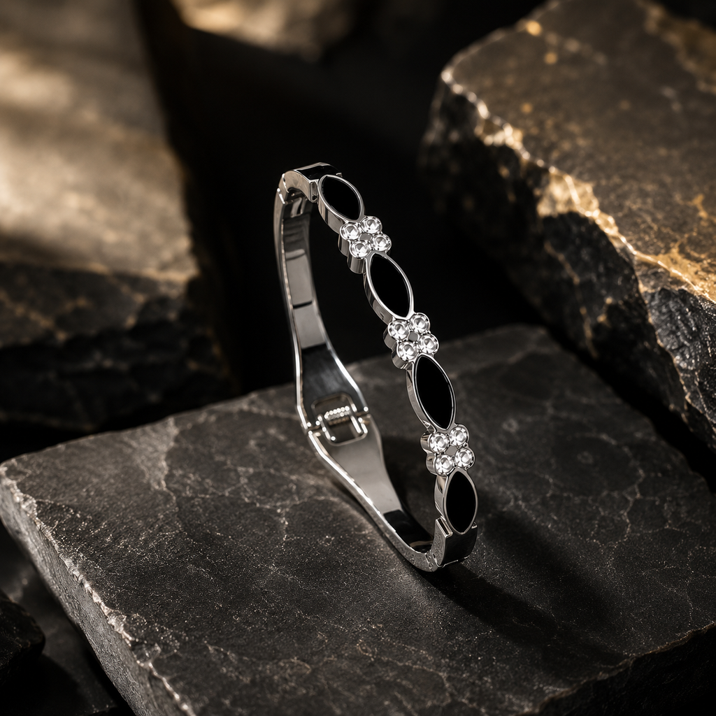 Midnight Crystal Bracelet – Silver