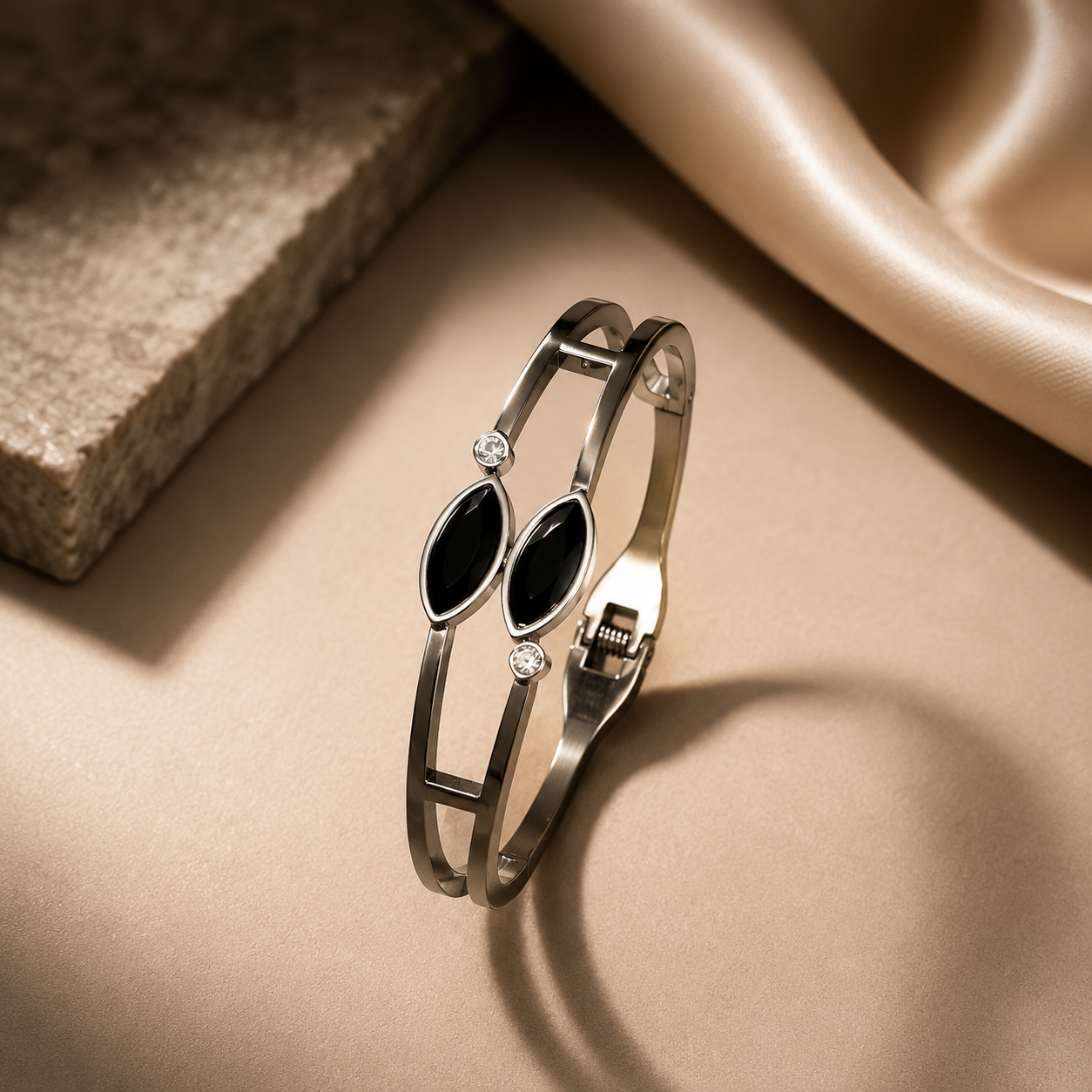Noir Marquise Cuff – Silver Crystal