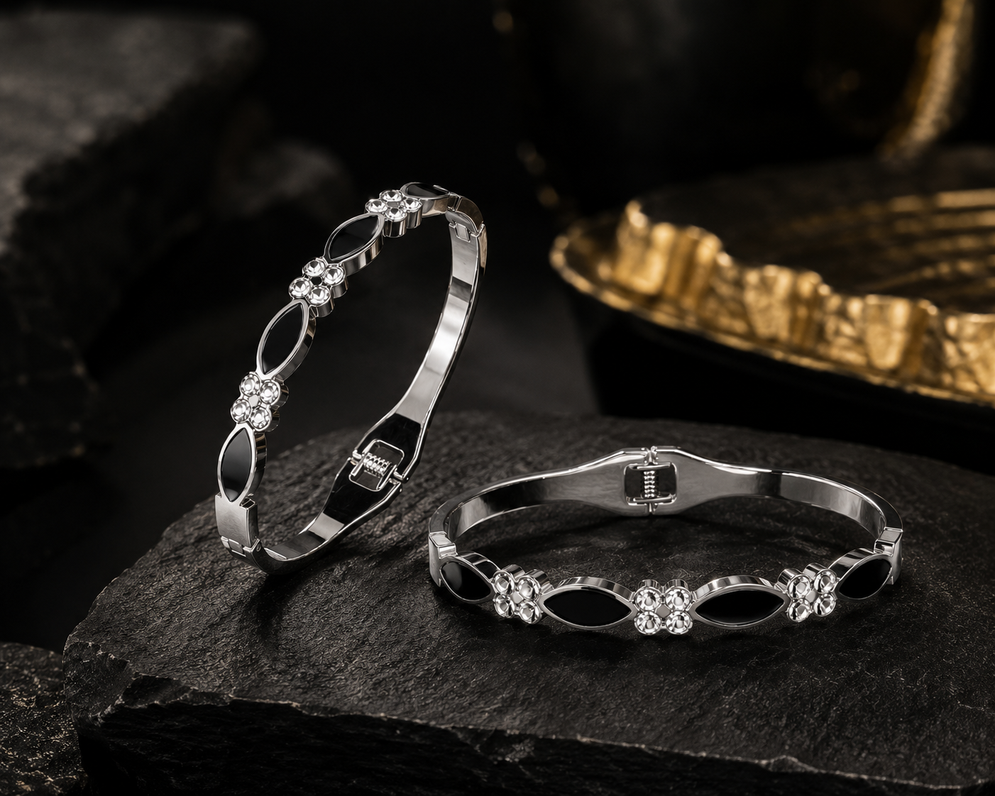 Midnight Crystal Bracelet – Silver