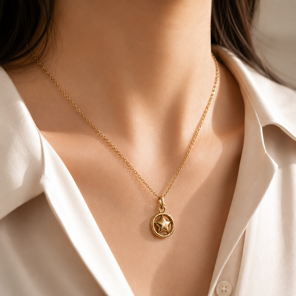 Celestial Star Pendant Necklace – Gold Plated Minimalist Chain