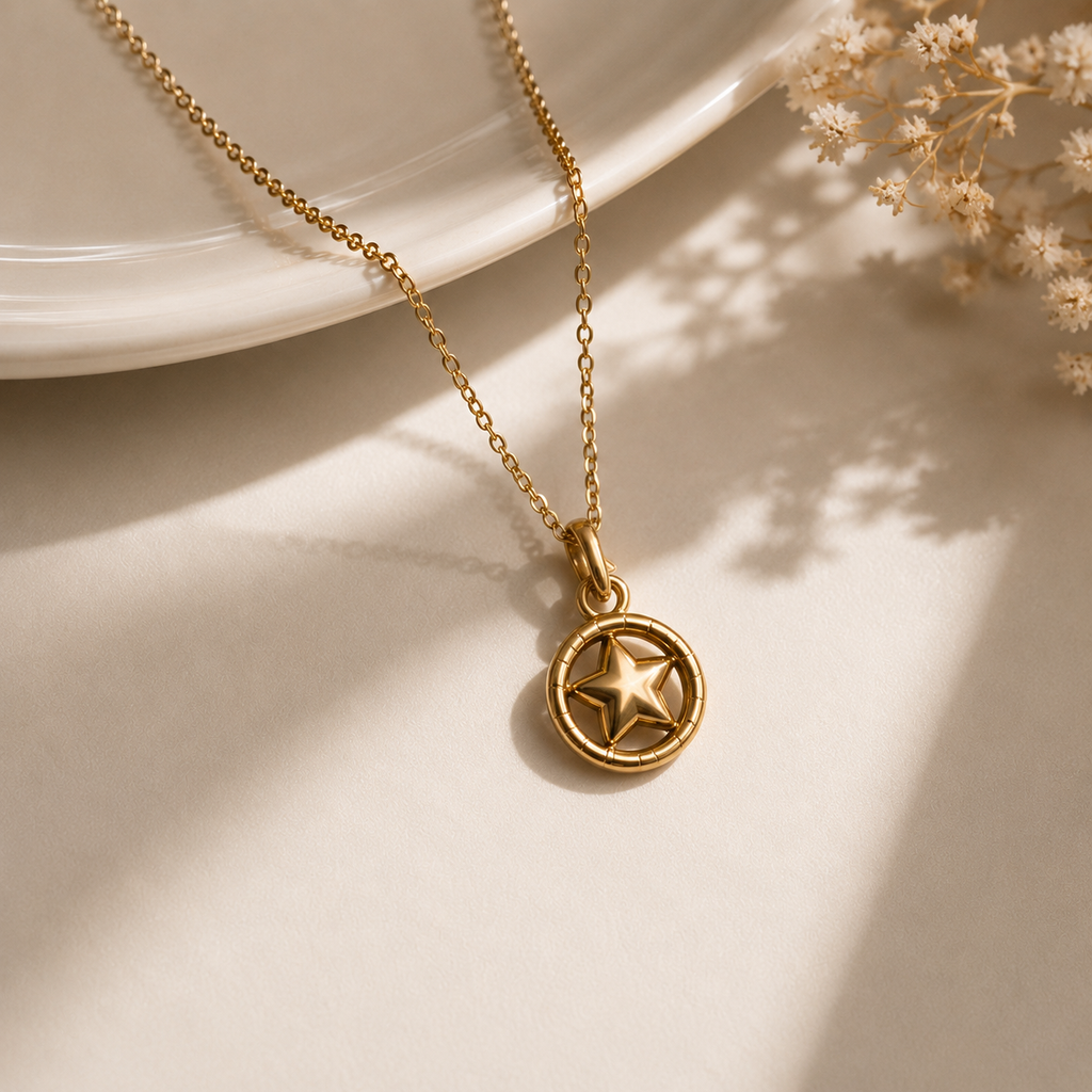 Celestial Star Pendant Necklace – Gold Plated Minimalist Chain