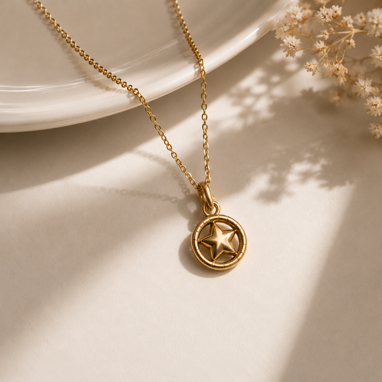Celestial Star Pendant Necklace – Gold Plated Minimalist Chain